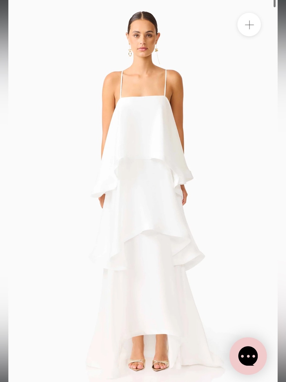 elliatt tilly white tiered oversized ruffle flared maxi gown dress size XS NEW